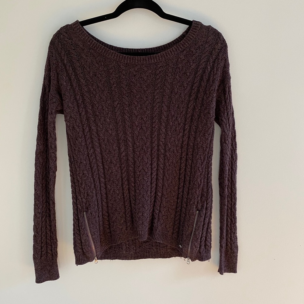 American Eagle Plum Sweater Zipper Accents